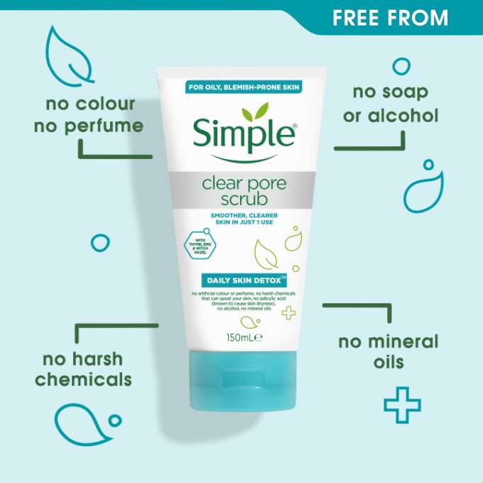 Simple  Clear Pore  Scrub  Witch  Hazel  +Bamboo  Scrubs   Pore  Refining   Daily  Skin Detox