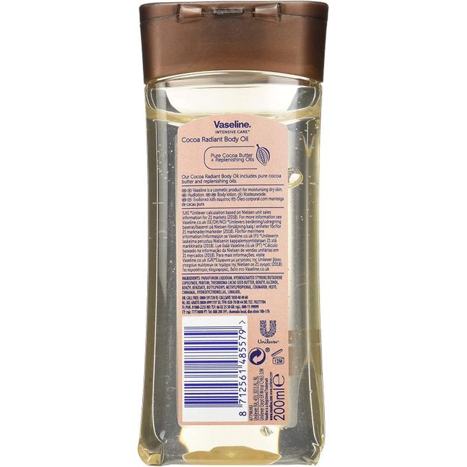 Vaseline   Intensive   Care    Cocoa   Radiant   Body   Oil   With   Pure  Cocoa  Butter  Body Gel  Oil